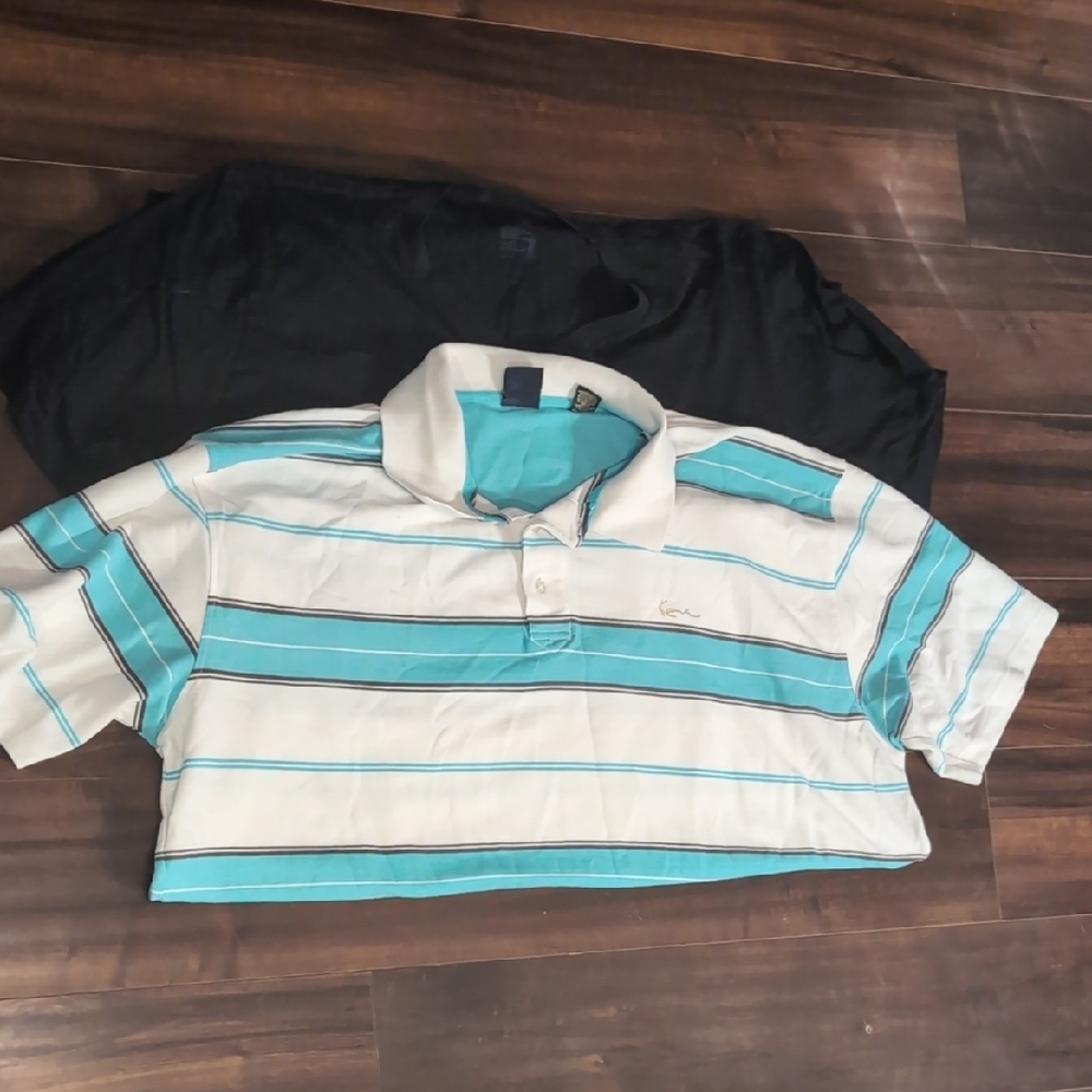 Striped Polo Shirt in White and Blue